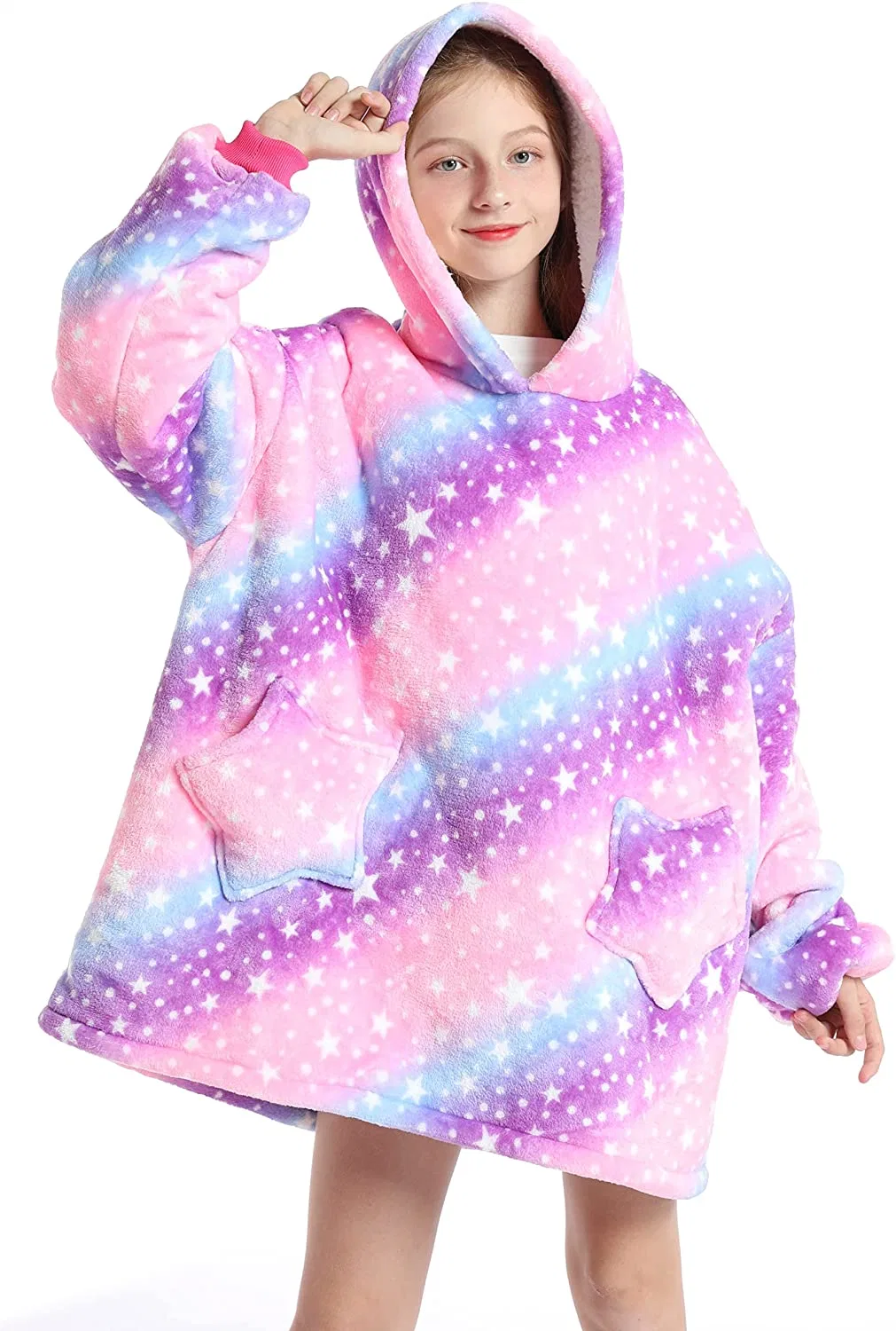 High Quality New Child TV Oversized Wearable Fleece Outdoor Hoodie Sweatshirt Blanket with Sleeves