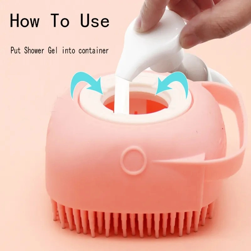 Bathroom Dog Bath Brush Massage Soft Safety Silicone Comb with Shampoo Box Pet Accessories for Cats Shower Grooming Tool