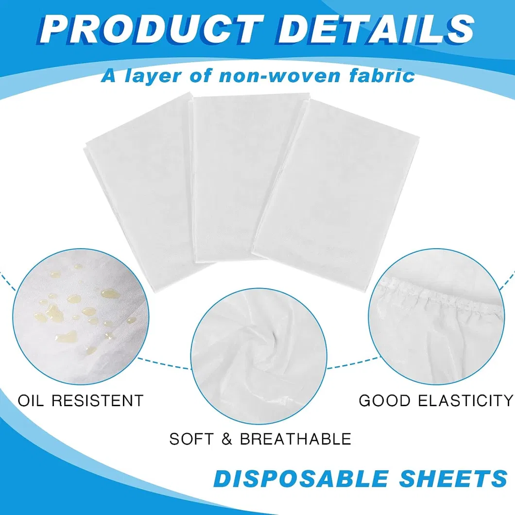 SJ Non woven Fitted Massage Table Sheets White Waterproof Disposable Bed Covers OEM Wholesale